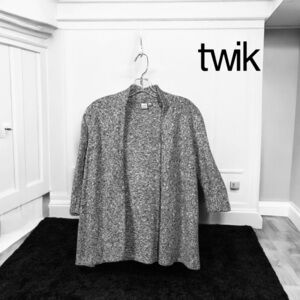 Twik by Simons, Open Front Cardigan, Small, Grey